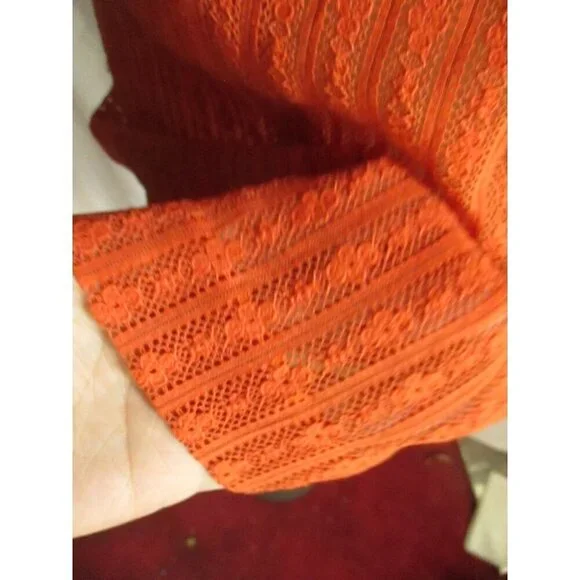 Vintage Women's Dress 6/8 1960's Mesh/Lace Burnt Orange Handmade Shift Mod